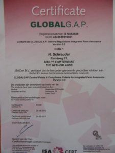 31 maart 2011: nieuw Golbalgap certificaat